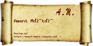 Ament Máté névjegykártya